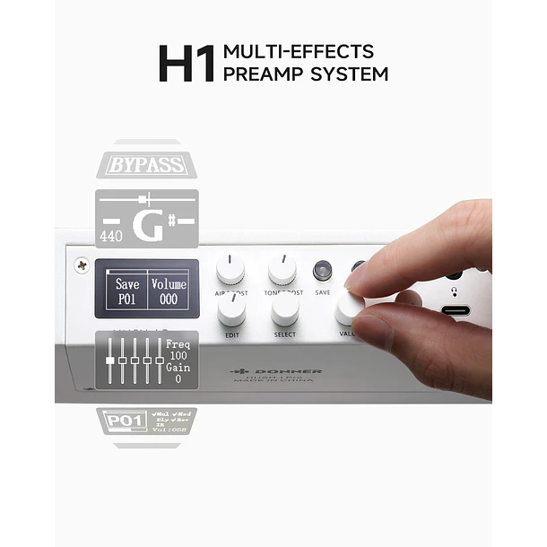 Donner HUSH-I Pro Guitarra Electroacústica de Viaje Headless con Efectos Integrados White EC6868 4