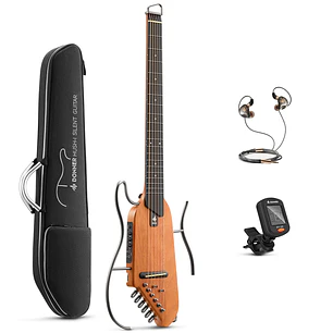 Donner HUSH-I Guitarra Electroacústica Silenciosa de Viaje Headless Mahogany Natural EC1781