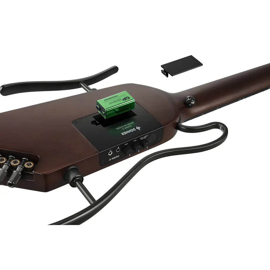 Donner HUSH-C Guitarra Clásica Electroacústica de Viaje Cuerdas de Nylon Sunburst EC7251 6