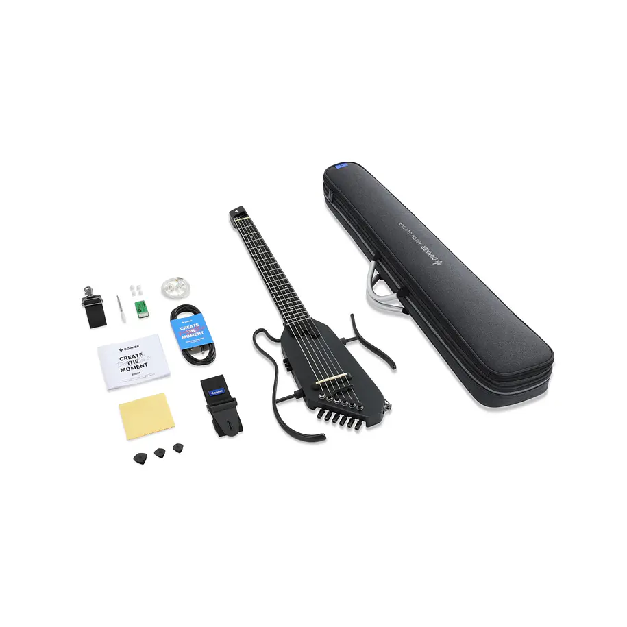 Donner HUSH-C Guitarra Clásica Electroacústica de Viaje Cuerdas de Nylon Black EC7252 4