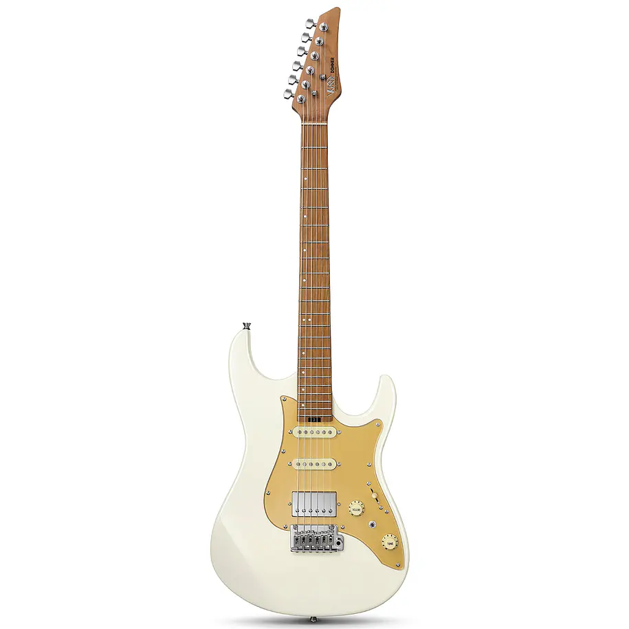 Donner DST-550 Guitarra Eléctrica Superstrat HSS con Clavijas de Bloqueo Gold White EC6945 1