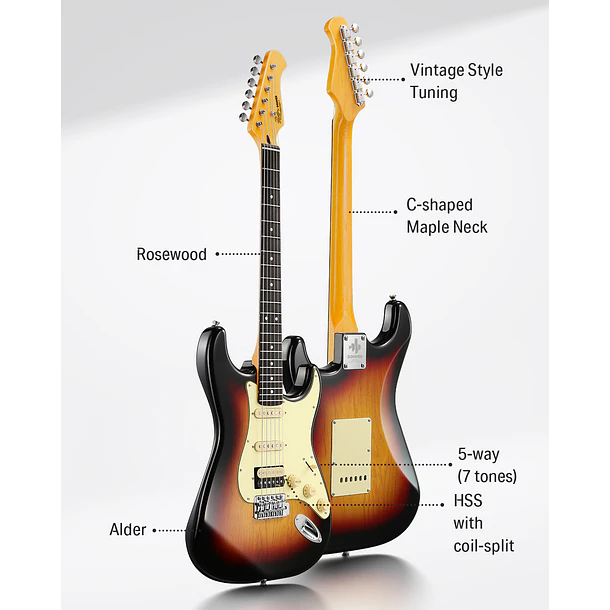 Donner DST-600 Guitarra Eléctrica Cuerpo Sólido 39