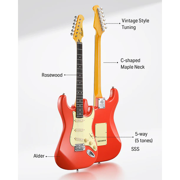 Donner DST-600 Guitarra Eléctrica Cuerpo Sólido 39