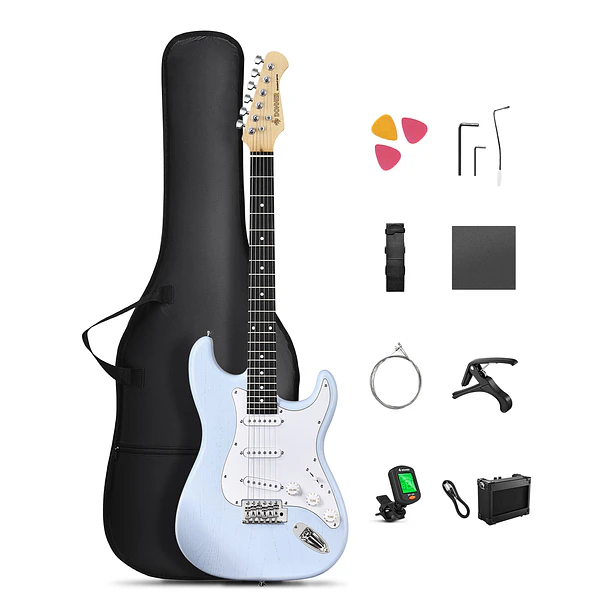 Donner DST-80 Kit Guitarra Eléctrica Stratocaster con Amplificador Recargable 5W Sonic Blue EC6958 1