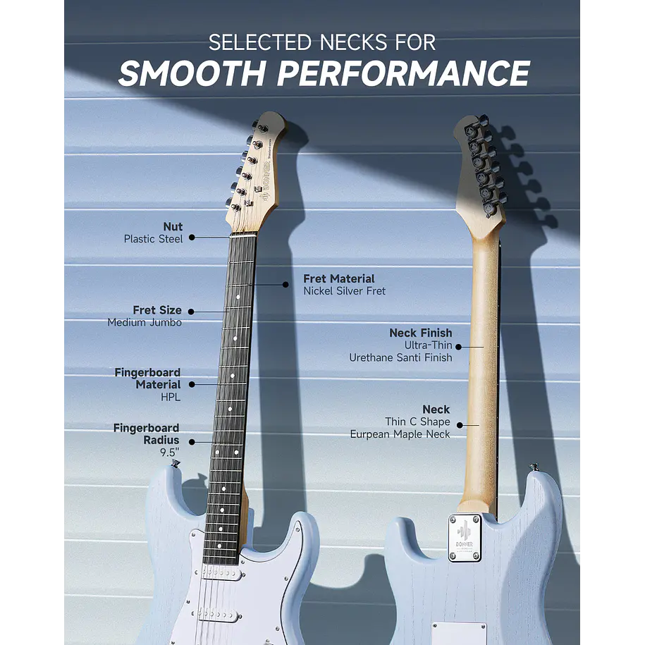 Donner DST-80 Kit Guitarra Eléctrica Stratocaster con Amplificador Recargable 5W Sonic Blue EC6958 3