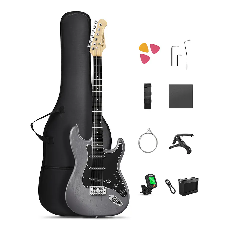 Donner DST-80 Kit Guitarra Eléctrica Stratocaster con Amplificador Recargable 5W Matte Black EC6961 1
