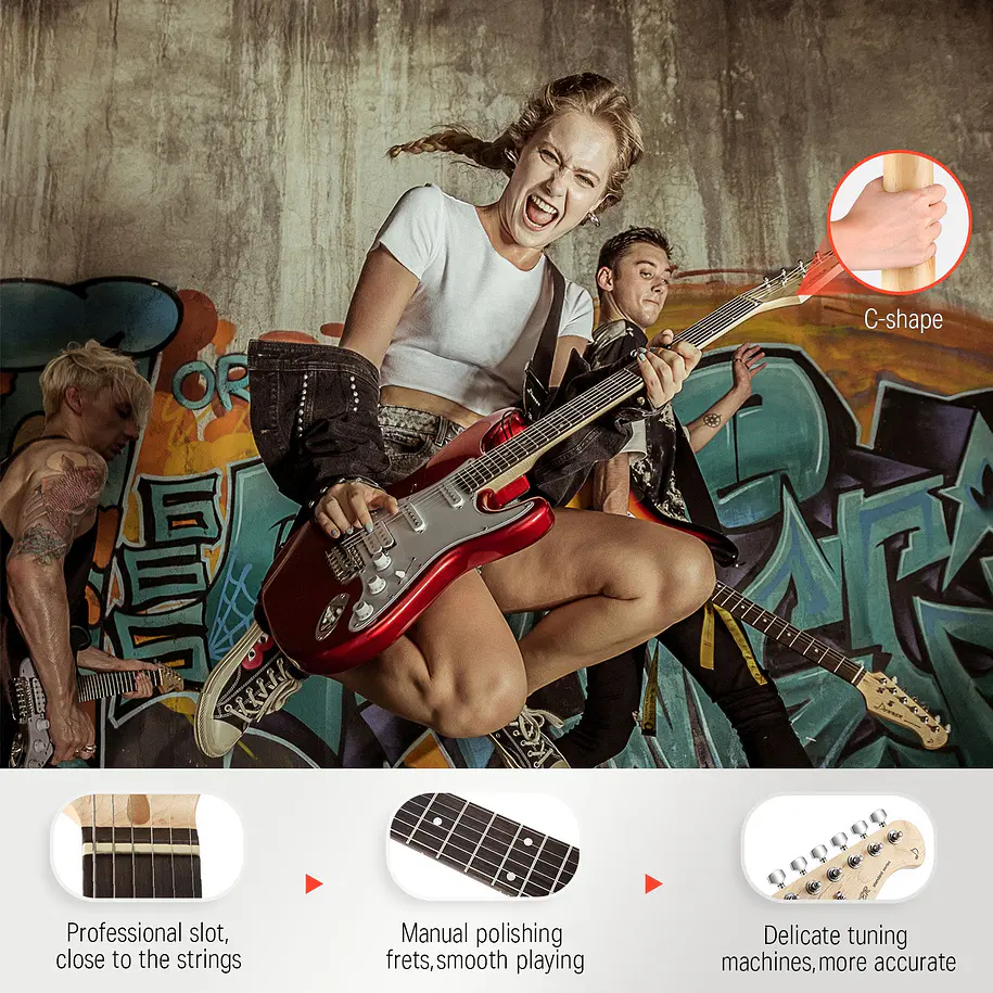 Donner DST-100L Kit Guitarra Eléctrica Stratocaster HSS con Amplificador 3W Sapphire Blue EC1167 5