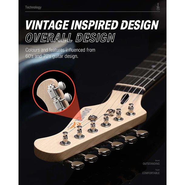 Donner DST-152 Kit Guitarra Eléctrica Stratocaster HSS con Coil Split y Amplificador Sunburst EC1415 6