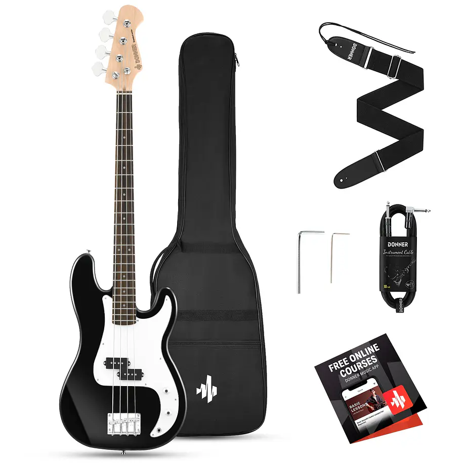 Donner DPB-510 Bajo Eléctrico Precision 4 Cuerdas Tamaño Completo con Funda Negro EC1228 1