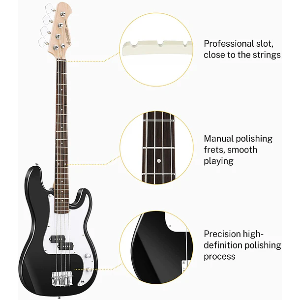 Donner DPB-510 Bajo Eléctrico Precision 4 Cuerdas Tamaño Completo con Funda Negro EC1228 3