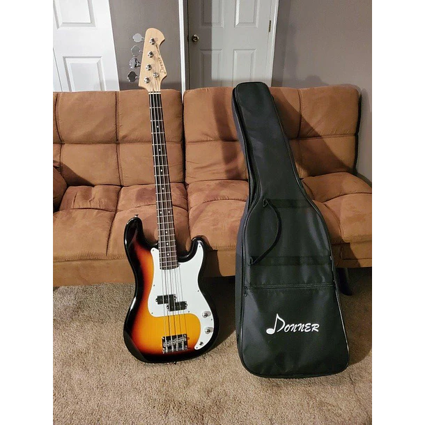 Donner DJB-510 Bajo Eléctrico Jazz Bass 4 Cuerdas Tamaño Completo con Funda Blanco EC1389 2