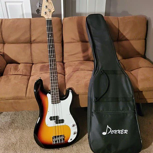 Donner DJB-510 Bajo Eléctrico Jazz Bass 4 Cuerdas Tamaño Completo con Funda Blanco EC1389