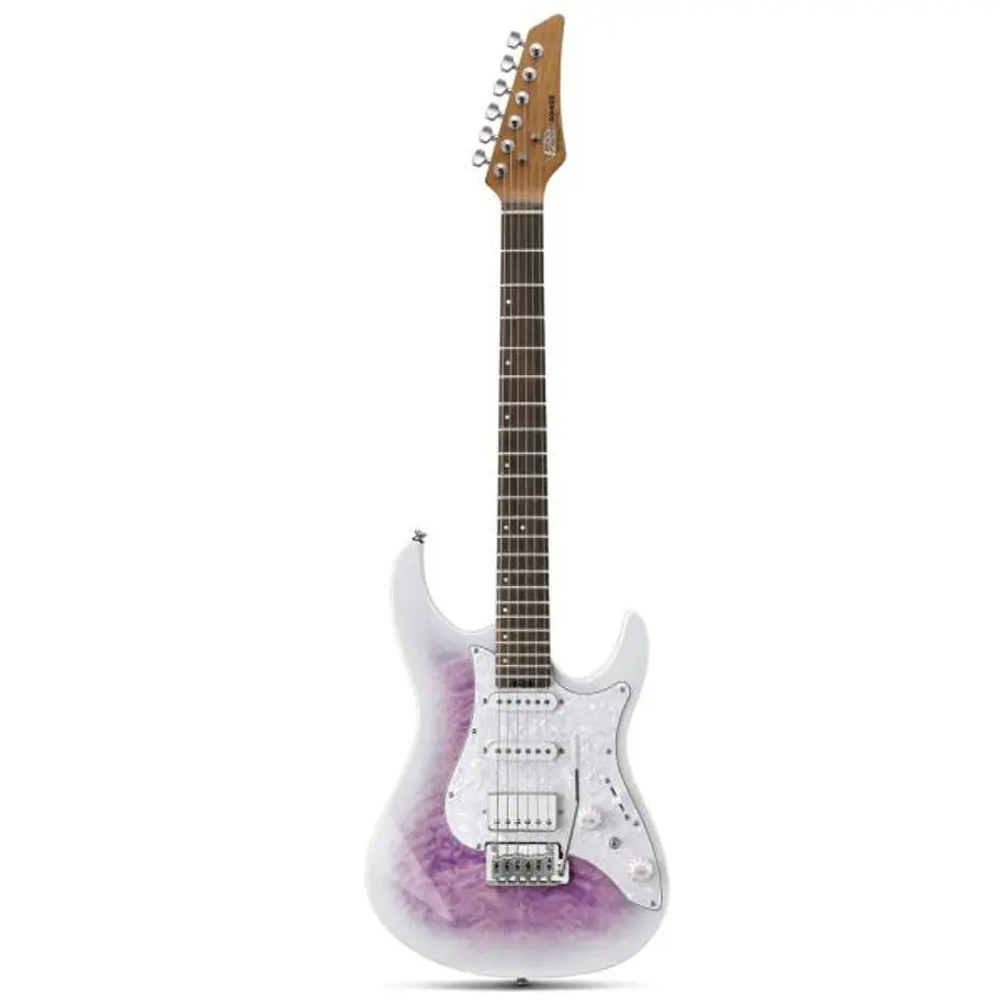Donner DST-550 Guitarra Eléctrica Superstrat HSS ThunderForge con Coil Split Degradado Amatista-Blanco EC7148 1