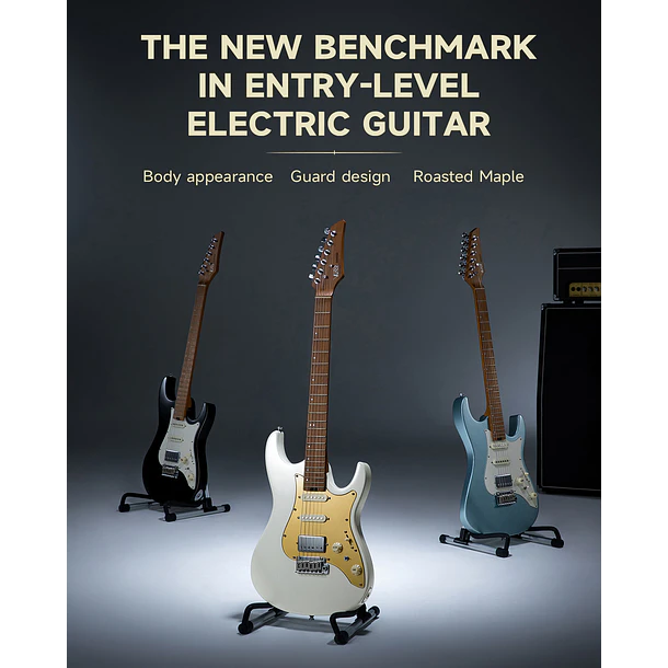 Donner DST-550 Guitarra Eléctrica Superstrat HSS ThunderForge con Coil Split Degradado Amatista-Blanco EC7148 3