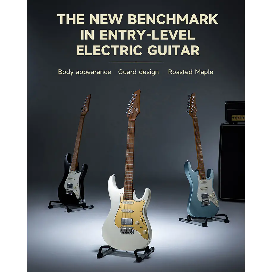Donner DST-550 Guitarra Eléctrica Superstrat HSS ThunderForge con Coil Split Degradado Amatista-Blanco EC7148 3