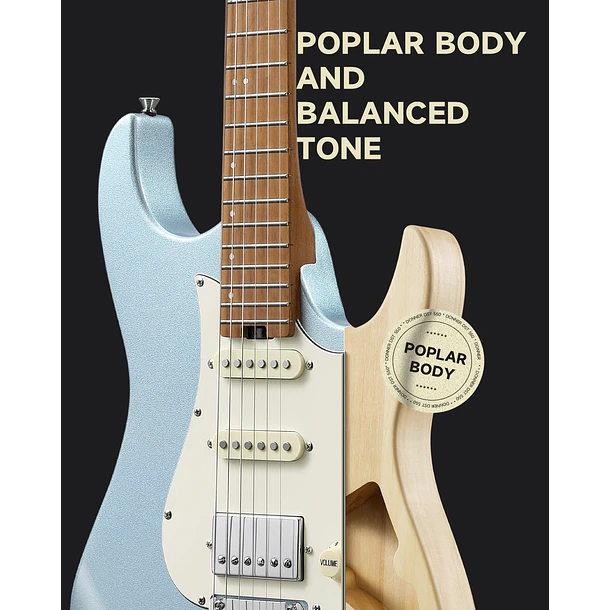 Donner DST-550 Guitarra Eléctrica Superstrat HSS ThunderForge con Coil Split Degradado Amatista-Blanco EC7148 4