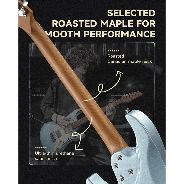 Donner DST-550 Guitarra Eléctrica Superstrat HSS ThunderForge con Coil Split Degradado Amatista-Blanco EC7148 8