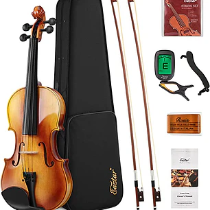 Donner Eastar EVA-330 Violín 4/4 de Madera Maciza Set Completo con Dos Arcos EB0217