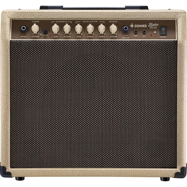 Donner DSK-30R Amplificador Combo de Guitarra 30W con Reverb de Resorte Real y Parlante de 10 Pulgadas Beige EC7603 2
