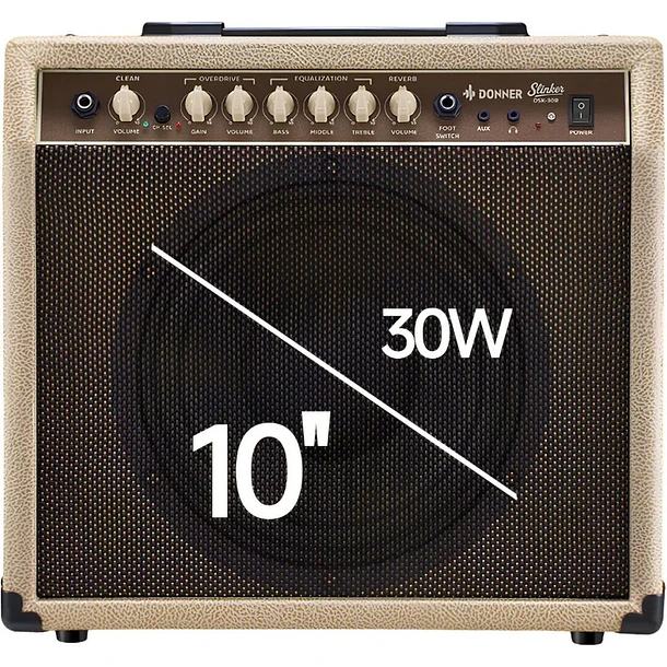 Donner DSK-30R Amplificador Combo de Guitarra 30W con Reverb de Resorte Real y Parlante de 10 Pulgadas Beige EC7603 8