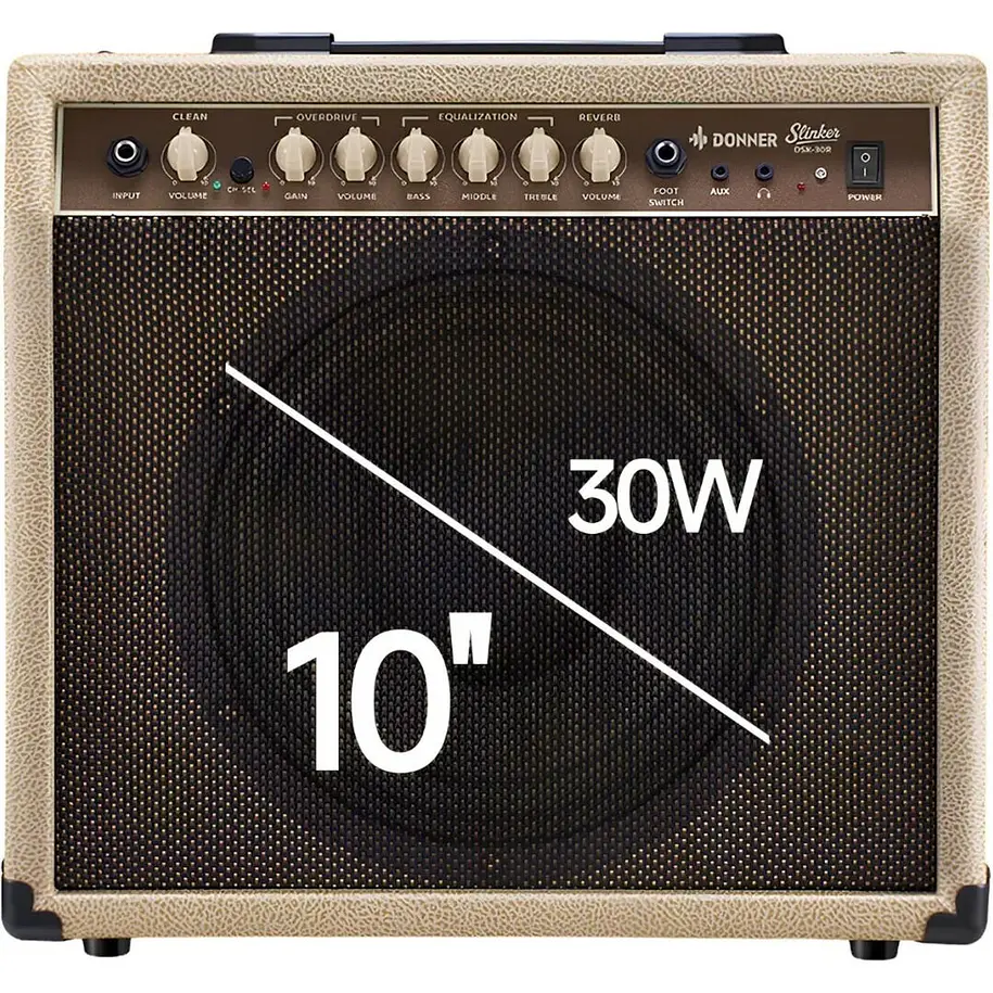Donner DSK-30R Amplificador Combo de Guitarra 30W con Reverb de Resorte Real y Parlante de 10 Pulgadas Beige EC7603 8