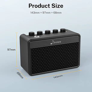 Donner DA-10 Mini Amplificador de Guitarra Eléctrica 5W Recargable Portátil Black EC1703