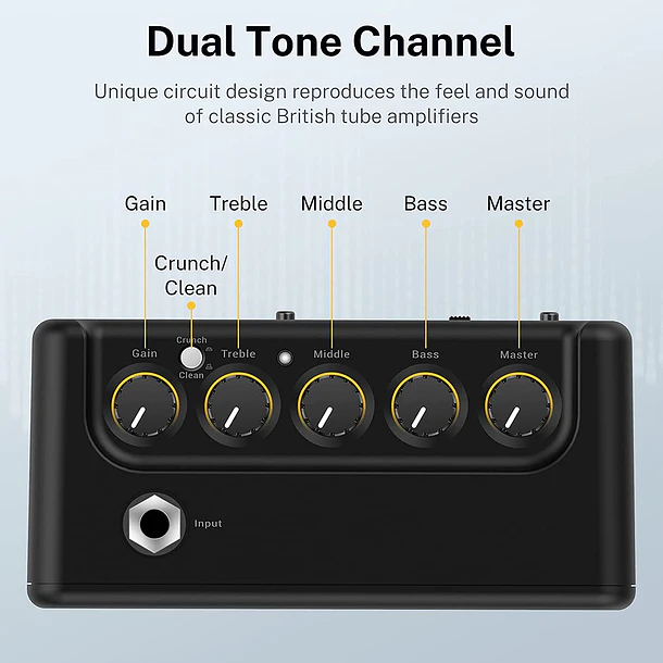Donner DA-10 Mini Amplificador de Guitarra Eléctrica 5W Recargable Portátil Black EC1703 6