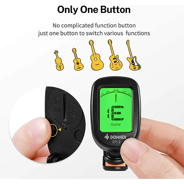 Donner DT-2 Afinador Cromático de Clip Multi Instrumento con Pantalla Giratoria Pila Incluida EC814 4