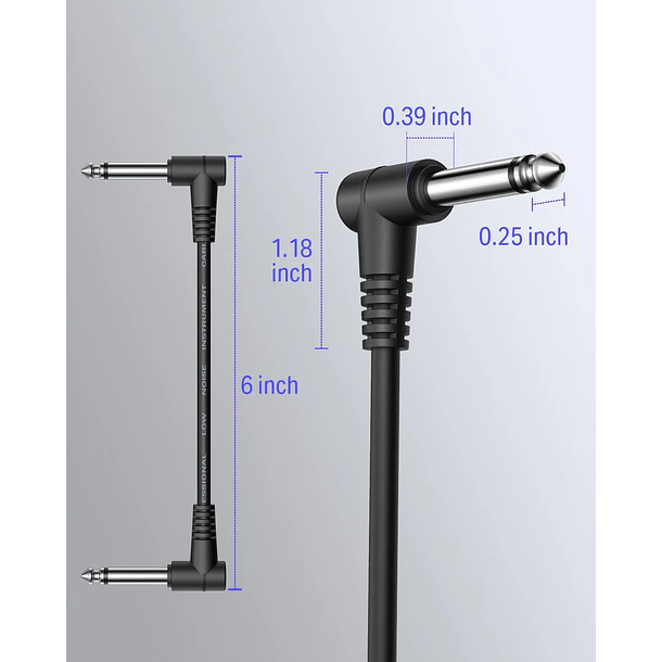 Donner Cable Patch 15 cm para Pedales de Efecto Conectores 1/4