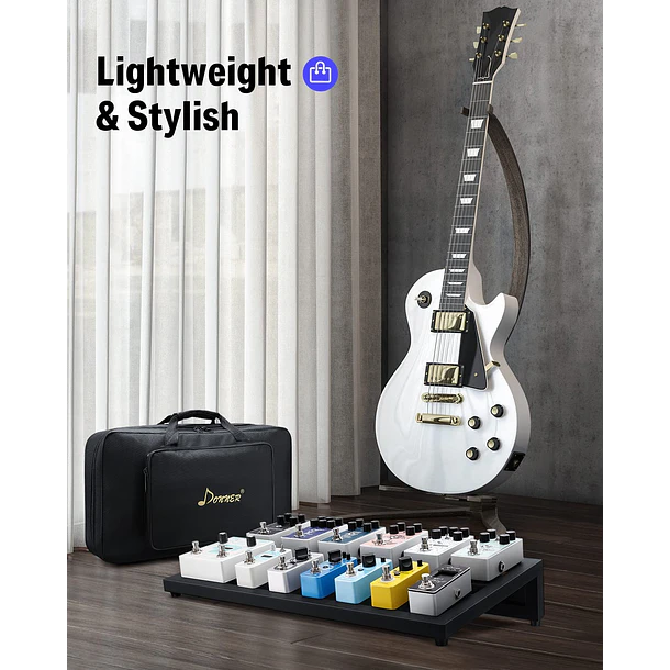 Donner DB-3 Pedalboard de Aluminio 50 x 29 cm para 6 a 8 Pedales con Bolso de Transporte EC916 2