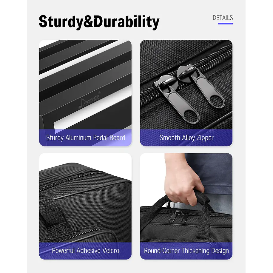 Donner DB-3 Pedalboard de Aluminio 50 x 29 cm para 6 a 8 Pedales con Bolso de Transporte EC916 4