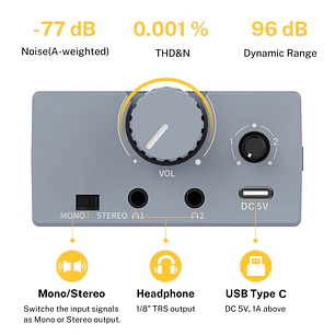 Donner EM2 Amplificador de Audífonos In-Ear Estéreo Recargable con Dos Entradas Independientes EC1302