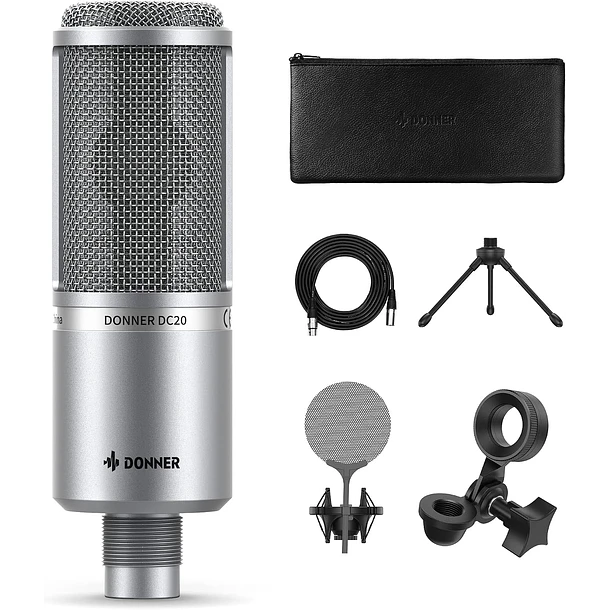 Donner DC20 Micrófono Condensador de Estudio Cardioide con Shockmount y Filtro Antipop EC2800 1
