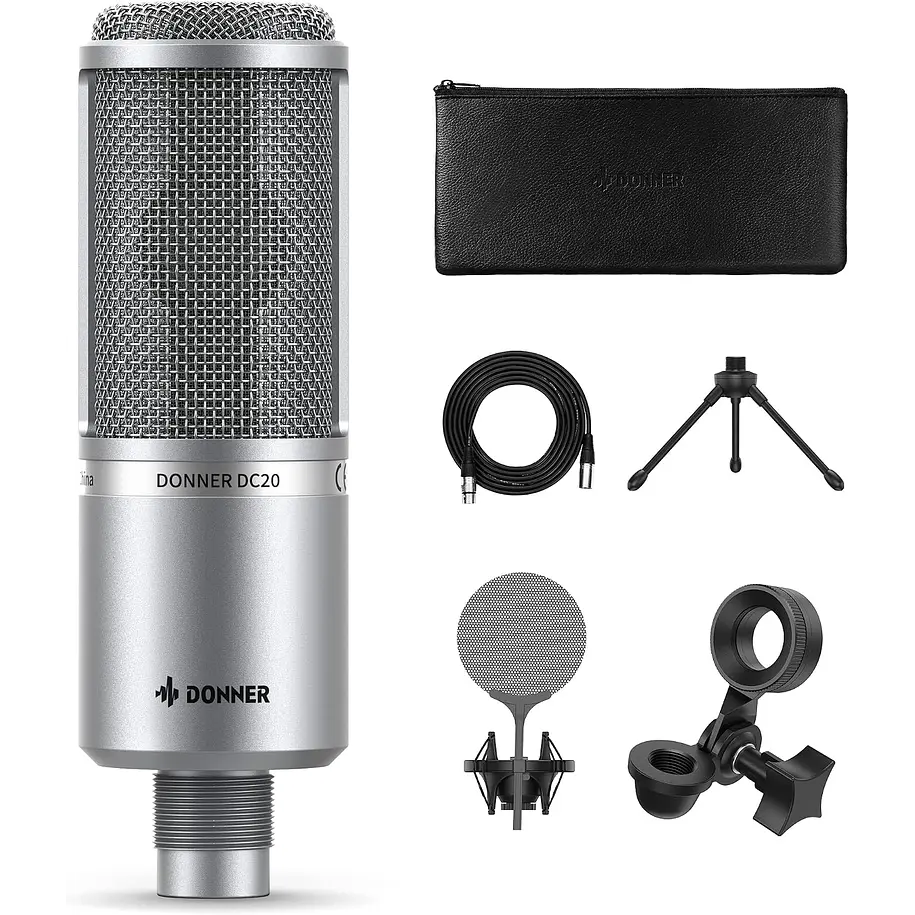 Donner DC20 Micrófono Condensador de Estudio Cardioide con Shockmount y Filtro Antipop EC2800 1