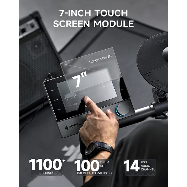 Donner BEAT Batería Electrónica de Malla con Ride Triple Zona y Módulo con Pantalla Táctil EC6983 5