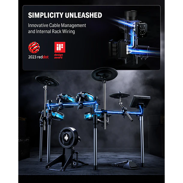 Donner BACKBEAT Batería Electrónica con Pantalla Táctil de 7 Pulgadas Luces LED y Bluetooth EC6878 6