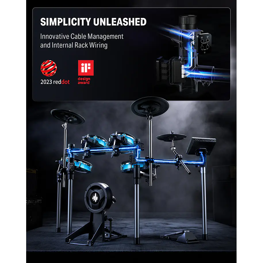 Donner BACKBEAT Batería Electrónica con Pantalla Táctil de 7 Pulgadas Luces LED y Bluetooth EC6878 6