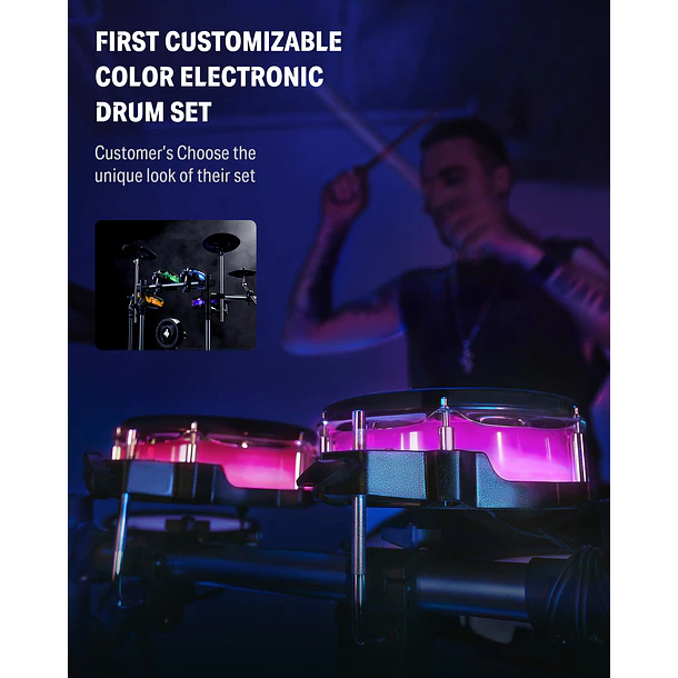 Donner BACKBEAT Batería Electrónica con Pantalla Táctil de 7 Pulgadas Luces LED y Bluetooth EC6878 8