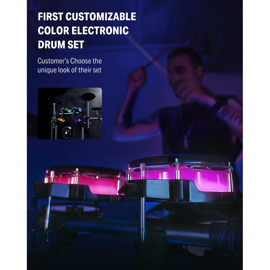 Donner BACKBEAT Batería Electrónica con Pantalla Táctil de 7 Pulgadas Luces LED y Bluetooth EC6878 8