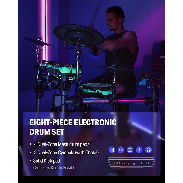 Donner BACKBEAT Batería Electrónica con Pantalla Táctil de 7 Pulgadas Luces LED y Bluetooth EC6878 9