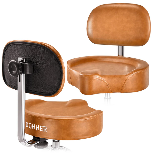 Donner DHT-250 Sillín de Batería Hidráulico Tipo Moto con Respaldo Ajustable EC6642 12
