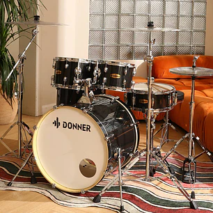 Donner EC6080 Batería Acústica 5 Piezas con Platillos Pads de Práctica y Herrajes