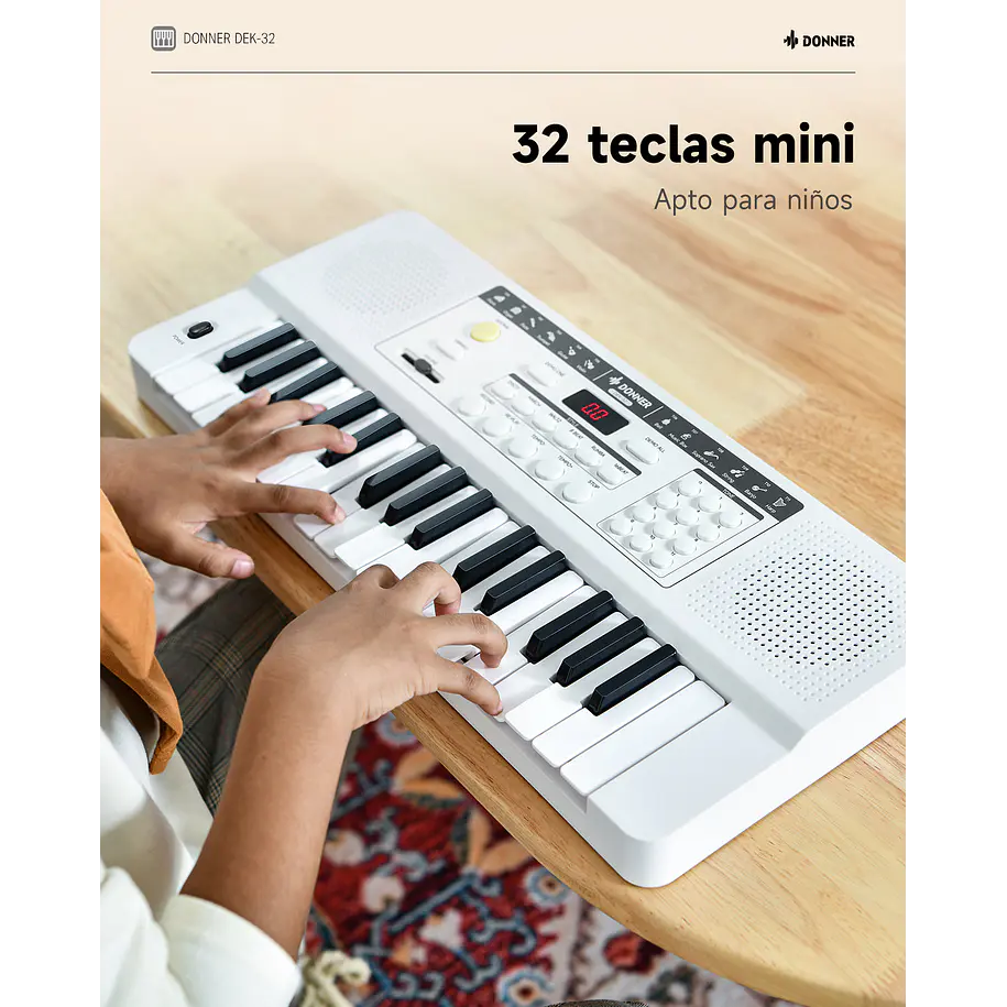 Donner DEK-32 Teclado Electrónico de 32 Mini Teclas para Niños y Principiantes Blanco EC7497 5