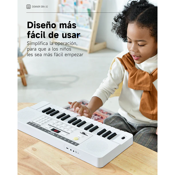 Donner DEK-32 Teclado Electrónico de 32 Mini Teclas para Niños y Principiantes Blanco EC7497 6