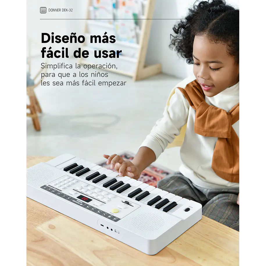 Donner DEK-32 Teclado Electrónico de 32 Mini Teclas para Niños y Principiantes Blanco EC7497 6