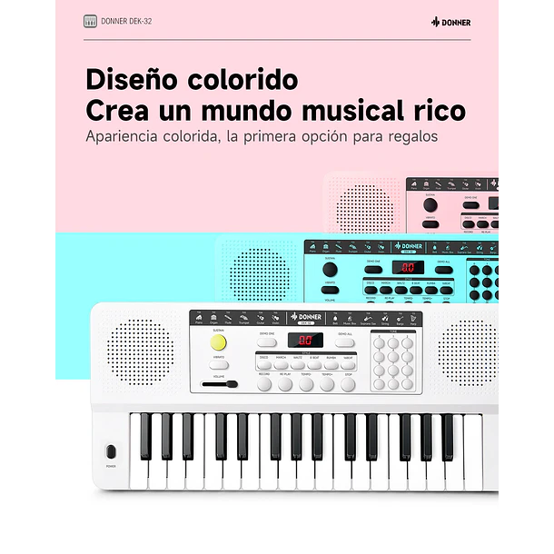 Donner DEK-32 Teclado Electrónico de 32 Mini Teclas para Niños y Principiantes Blanco EC7497 8