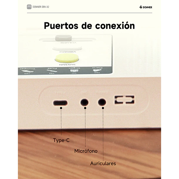 Donner DEK-32 Teclado Electrónico de 32 Mini Teclas para Niños y Principiantes Blanco EC7497 10