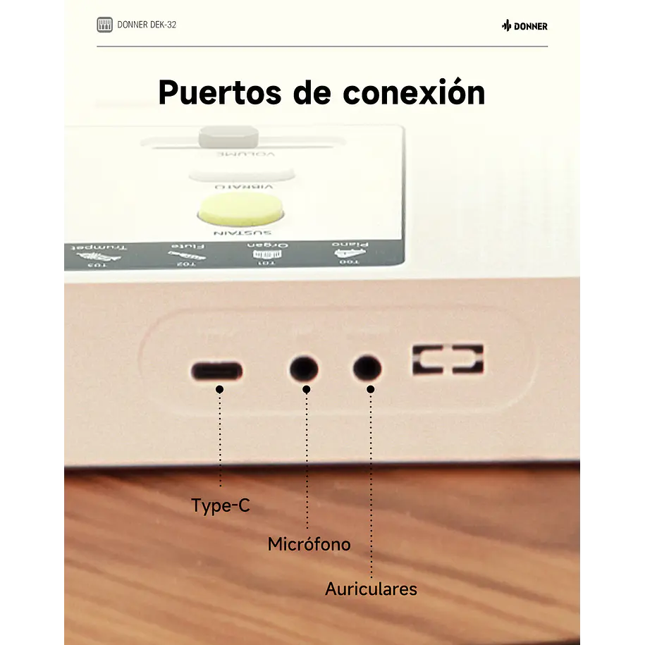 Donner DEK-32 Teclado Electrónico de 32 Mini Teclas para Niños y Principiantes Blanco EC7497 10
