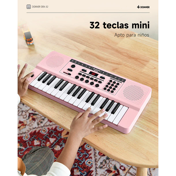 Donner DEK-32 Teclado Electrónico de 32 Mini Teclas para Niños y Principiantes Rosa EC7498 5