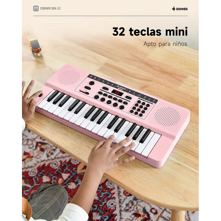 Donner DEK-32 Teclado Electrónico de 32 Mini Teclas para Niños y Principiantes Rosa EC7498 5